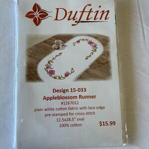 Appleblossom Table Runner Stamped Cross Stitch Design 15-033 12.5"X28.5" Oval